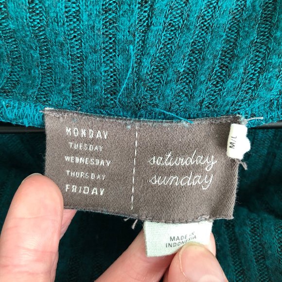 Anthropologie Teal Brushed Cowl Neck Pullover M/L - Picture 5 of 8